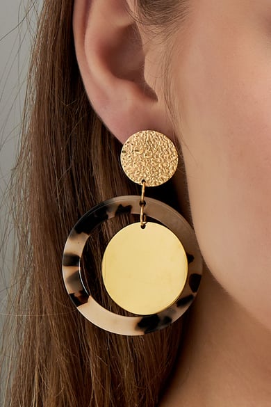Ohrringe Kreise mit Aufdruck - Goldfarbe/Flieder h5 Bild3